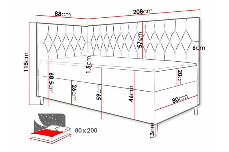 Sängram Boisdale 80x200 cm - Möbler - Säng - Sängram & sängstomme