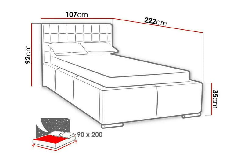 Sängram Boisdale 90x200 cm - Möbler - Säng - Sängram & sängstomme