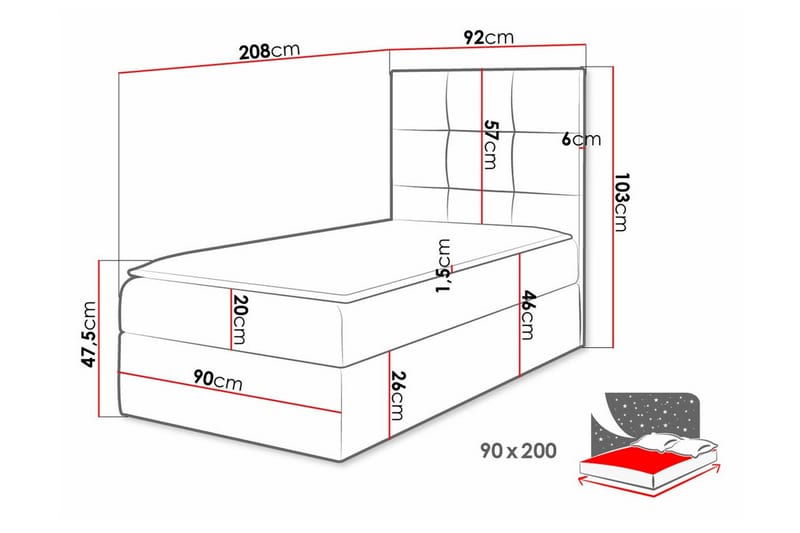 Sängram Boisdale 90x200 cm - Möbler - Säng - Sängram & sängstomme