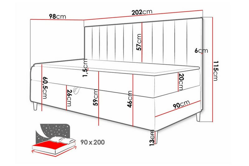 Sängram Boisdale 90x200 cm - Möbler - Säng - Sängram & sängstomme