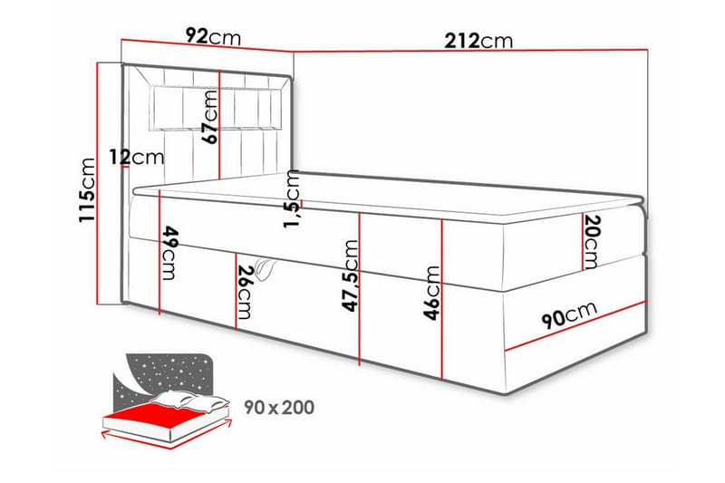 Sängram Boisdale 90x200 cm - Möbler - Säng - Sängram & sängstomme