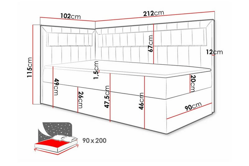 Sängram Boisdale 90x200 cm - Möbler - Säng - Sängram & sängstomme