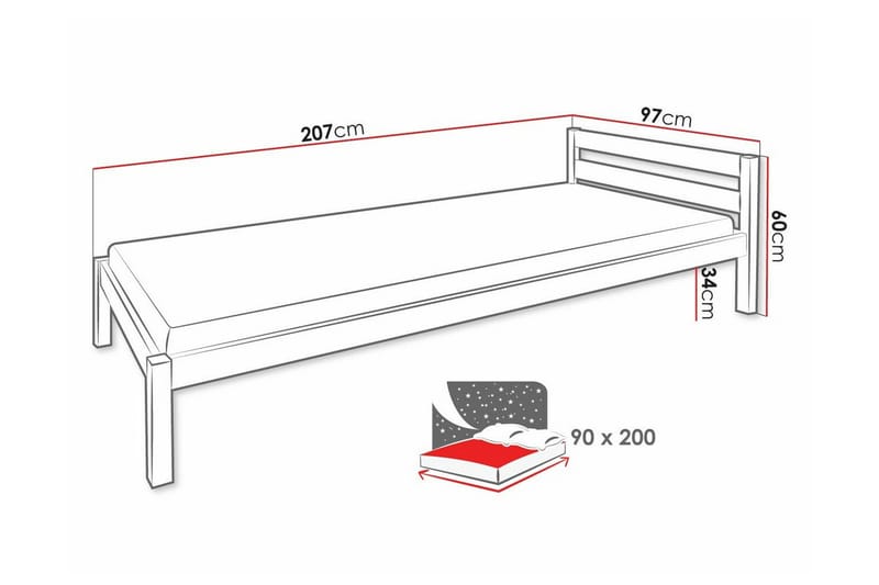 Sängram Carnew 90x200 cm - Vit - Möbler - Säng - Sängram & sängstomme