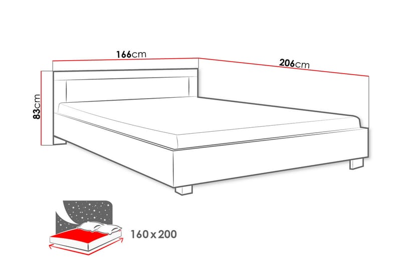 Sängram Cezar 206x146x83 cm - Beige/Vit - Möbler - Säng - Sängram & sängstomme