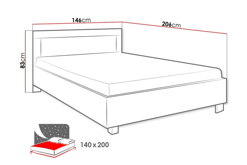 Sängram Cezar 206x166x83 cm - Beige/Vit - Möbler - Säng - Sängram & sängstomme