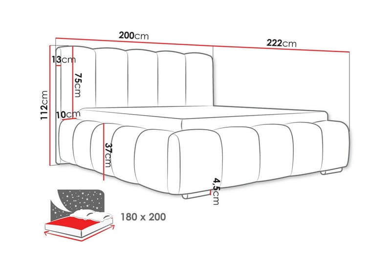 Sängram Cleaton 180x200 cm Med förvaring - Möbler - Säng - Sängram & sängstomme