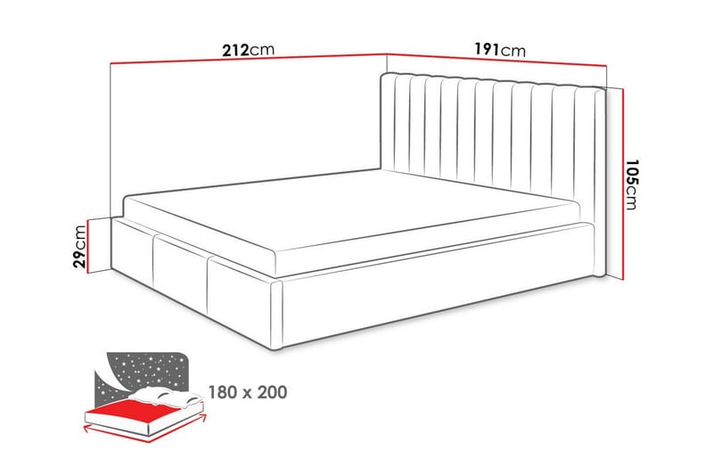 Sängram Derry med Förvaring 180x200 cm - Cream - Möbler - Säng - Sängram & sängstomme