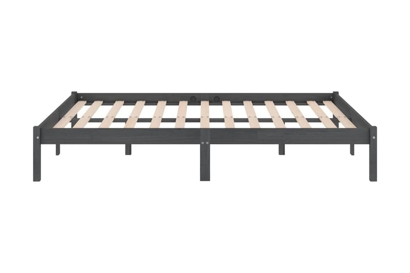 Sängram grå massiv furu 135x190 cm UK dubbel - Grå - Möbler - Säng - Sängram & sängstomme