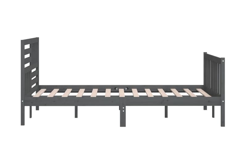 Sängram grå massivt trä 200x200 cm - Grå - Möbler - Säng - Sängram & sängstomme