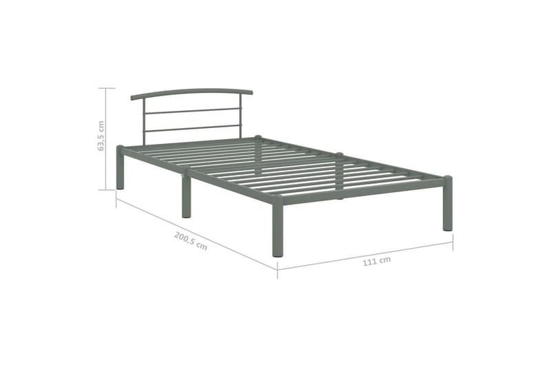 Sängram grå metall 100x200 cm - Grå - Möbler - Säng - Sängram & sängstomme