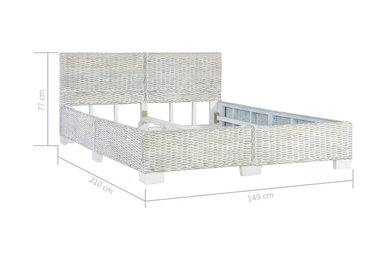 Sängram grå naturlig rotting 140x200 cm - Grå - Möbler - Säng - Sängram & sängstomme