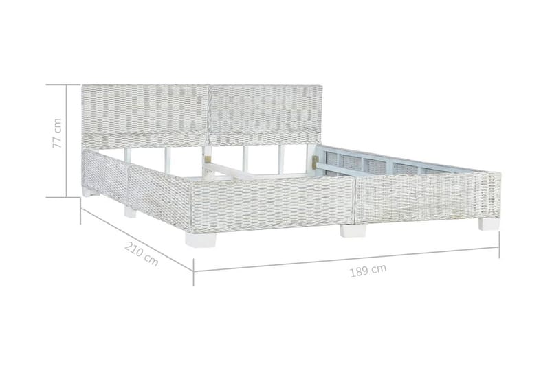 Sängram grå naturlig rotting 180x200 cm - Grå - Möbler - Säng - Sängram & sängstomme