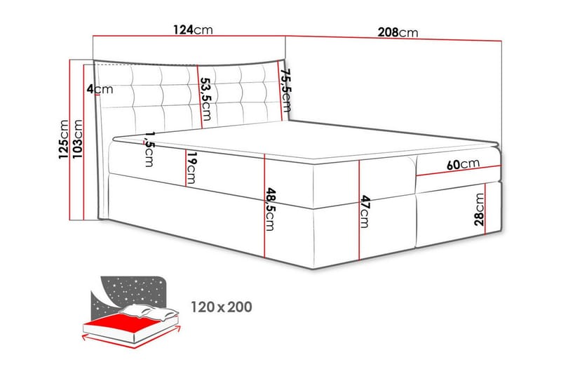 Sängram Hayton 120x200 cm - Möbler - Säng - Sängram & sängstomme