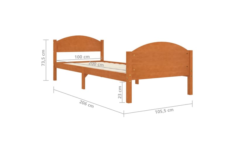 Sängram honungsbrun massiv furu 100x200 cm - Honung - Möbler - Säng - Sängram & sängstomme