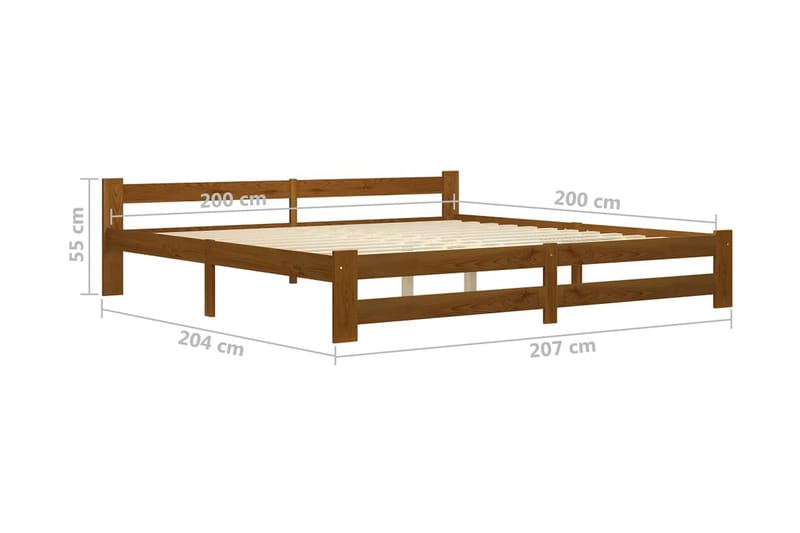 Sängram honungsbrun massiv furu 200x200 cm - Brun - Möbler - Säng - Sängram & sängstomme