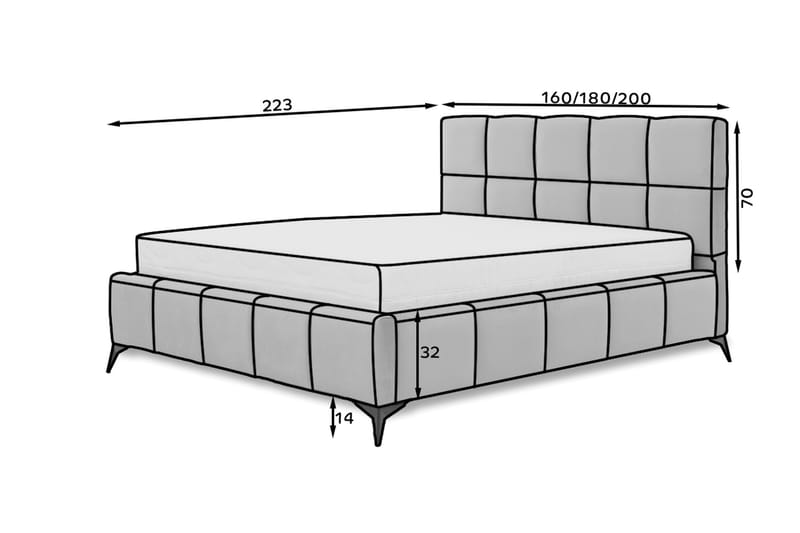 Sängram Kanika med Förvaring 140x200 cm - Blå - Möbler - Säng - Sängram & sängstomme