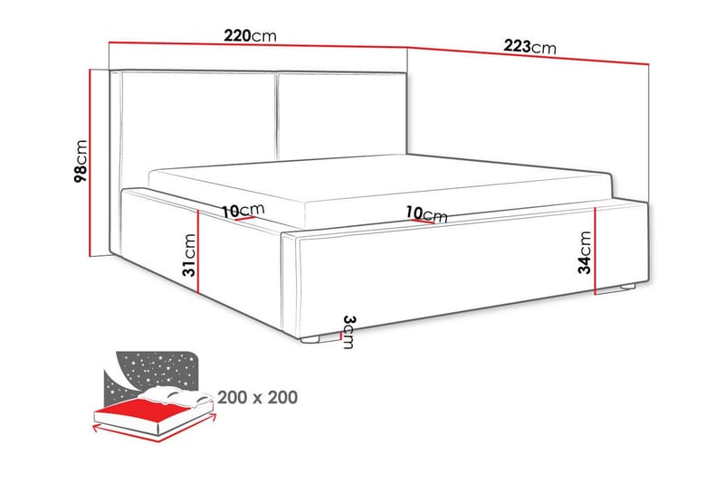 Sängram Knocklong 200x200 cm - Möbler - Säng - Sängram & sängstomme