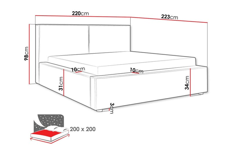 Sängram Knocklong 200x200 cm - Möbler - Säng - Sängram & sängstomme