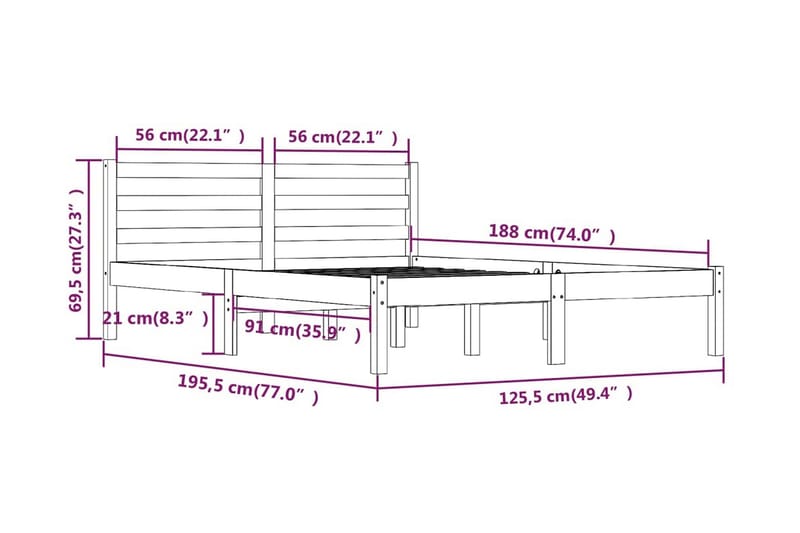 Sängram massiv furu 120x190 cm vit 4FT - Vit - Möbler - Säng - Sängram & sängstomme