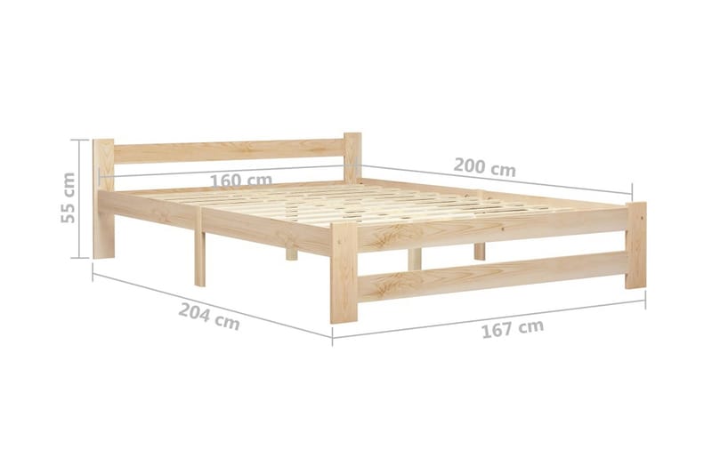 Sängram massiv furu 160x200 cm - Brun - Möbler - Säng - Sängram & sängstomme