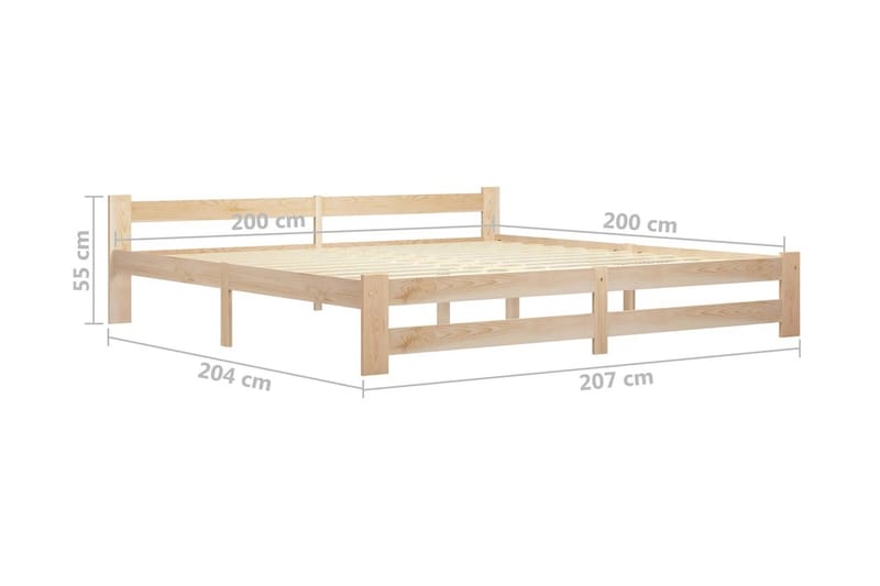 Sängram massiv furu 200x200 cm - Brun - Möbler - Säng - Sängram & sängstomme