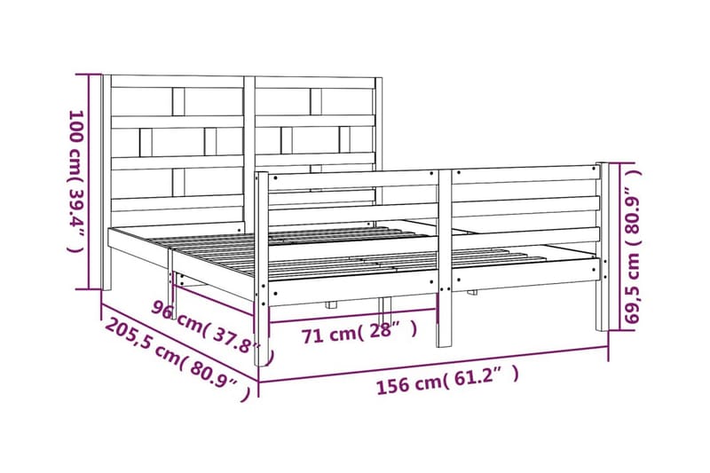 Sängram massivt trä 150x200 cm - Brun - Möbler - Säng - Sängram & sängstomme