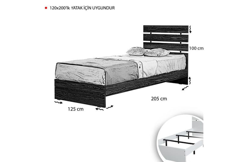 Sängram Montek 120x200 cm - Valnöt - Möbler - Säng - Sängram & sängstomme