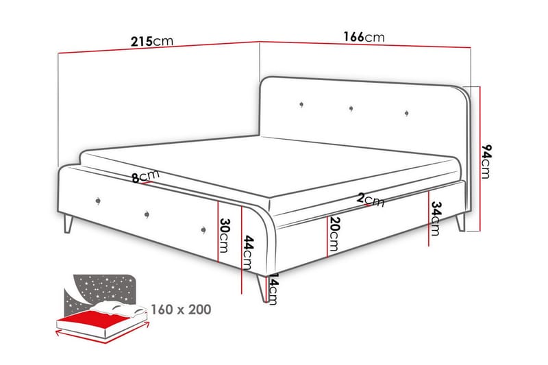 Sängram Montrase 160x200 cm - Cream - Möbler - Säng - Sängram & sängstomme