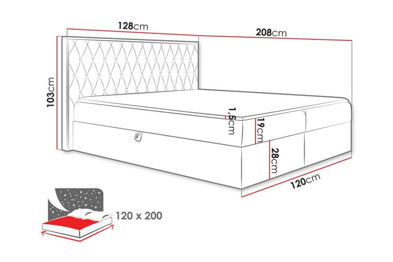 Sängram Oberting 120x200 cm - Möbler - Säng - Sängram & sängstomme