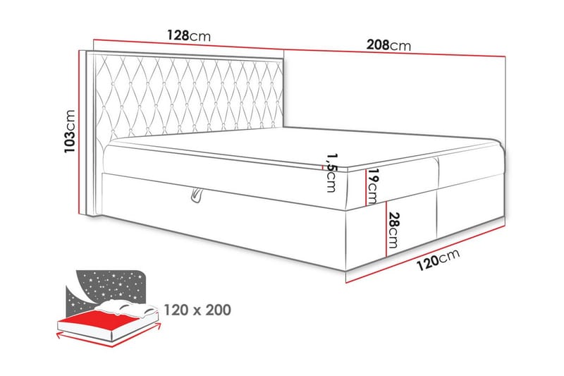 Sängram Oberting 120x200 cm - Möbler - Säng - Sängram & sängstomme