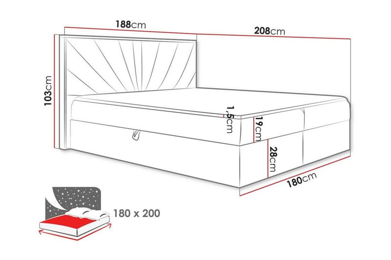 Sängram Oberting 180x200 cm - Möbler - Säng - Sängram & sängstomme