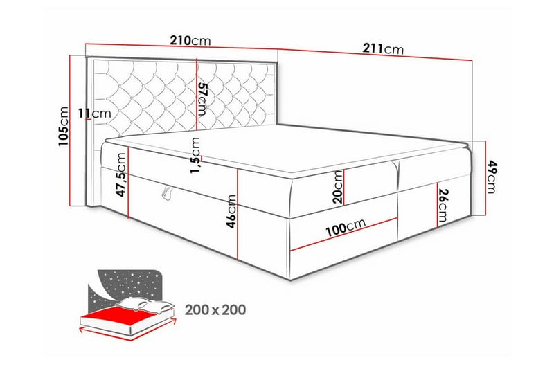 Sängram Oberting 200x200 cm - Möbler - Säng - Sängram & sängstomme