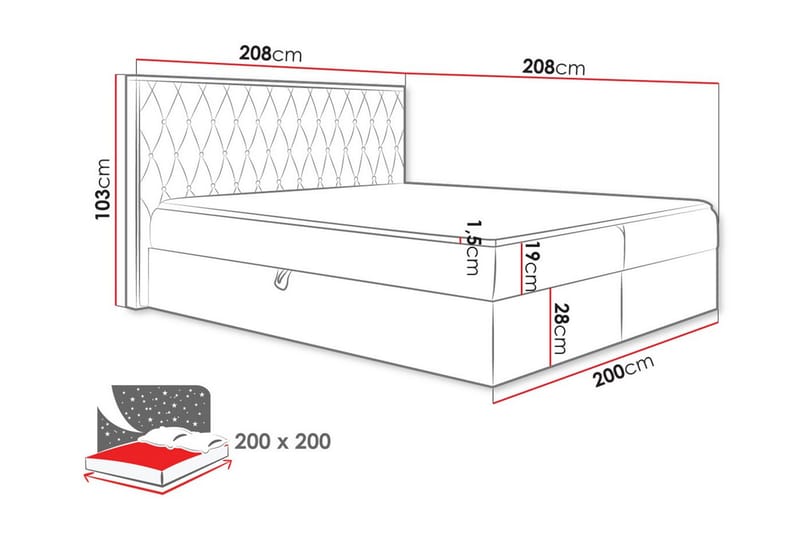 Sängram Oberting 200x200 cm - Möbler - Säng - Sängram & sängstomme