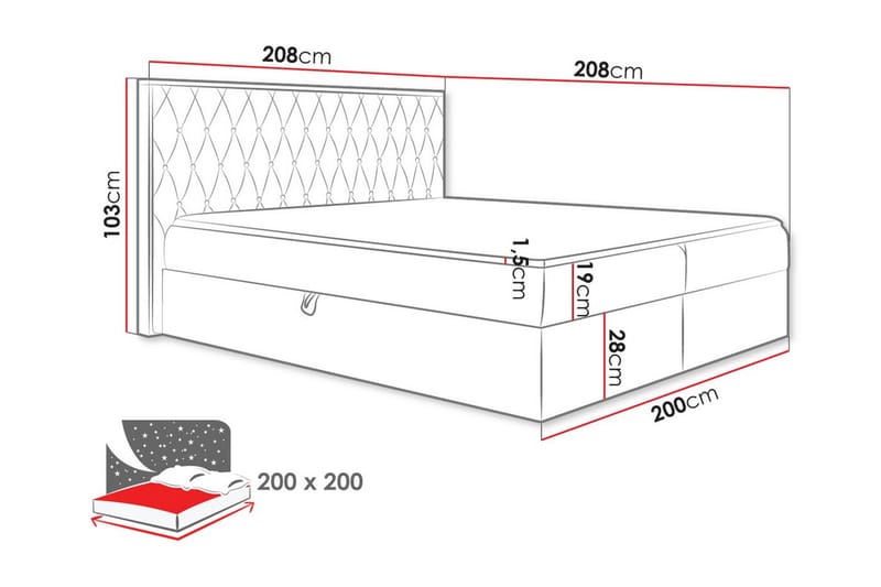 Sängram Oberting 200x200 cm - Möbler - Säng - Sängram & sängstomme