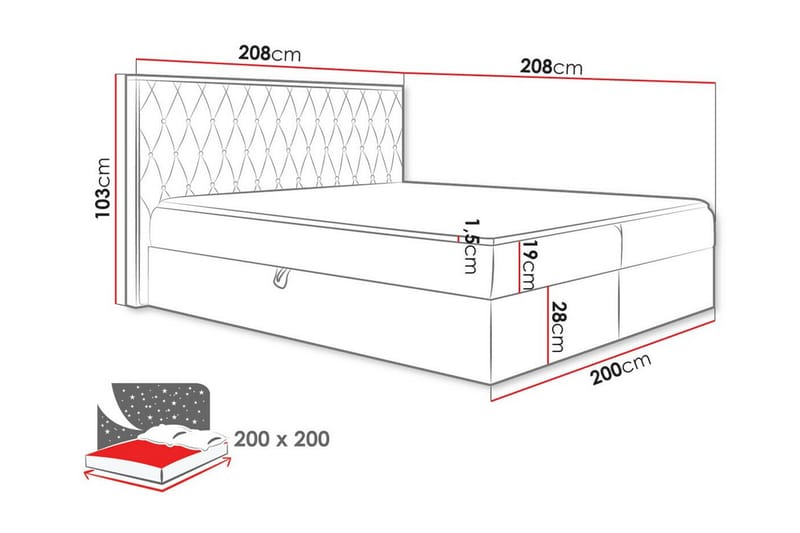 Sängram Oberting 200x200 cm - Möbler - Säng - Sängram & sängstomme