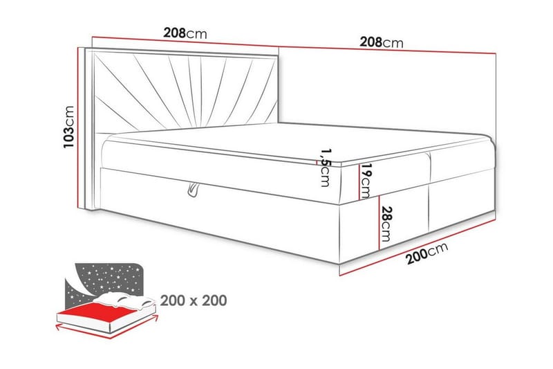 Sängram Oberting 200x200 cm - Möbler - Säng - Sängram & sängstomme