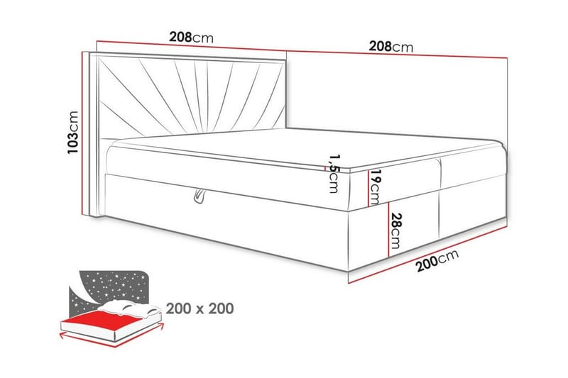 Sängram Oberting 200x200 cm - Möbler - Säng - Sängram & sängstomme