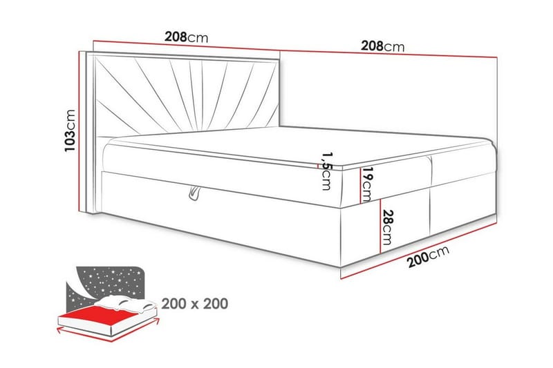 Sängram Oberting 200x200 cm - Möbler - Säng - Sängram & sängstomme