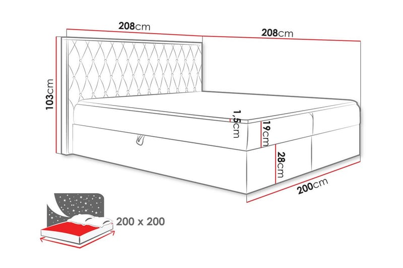 Sängram Oberting 200x200 cm - Möbler - Säng - Sängram & sängstomme