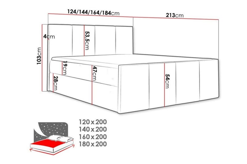 Sängram Ripon 180x200 cm - Kontinentalsäng - Dubbelsäng - Komplett sängpaket