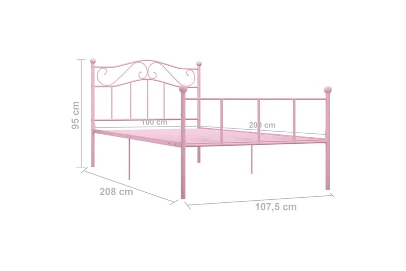 Sängram rosa metall 100x200 cm - Rosa - Möbler - Säng - Sängram & sängstomme