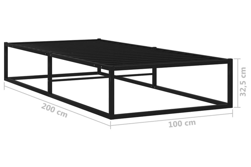 Sängram svart metall 100x200 cm - Svart - Möbler - Säng - Sängram & sängstomme