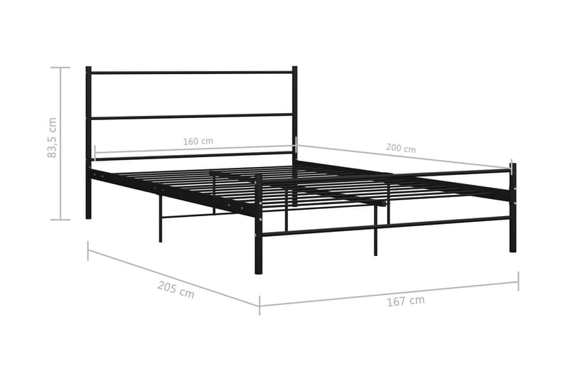 Sängram svart metall 160x200 cm - Svart - Möbler - Säng - Sängram & sängstomme
