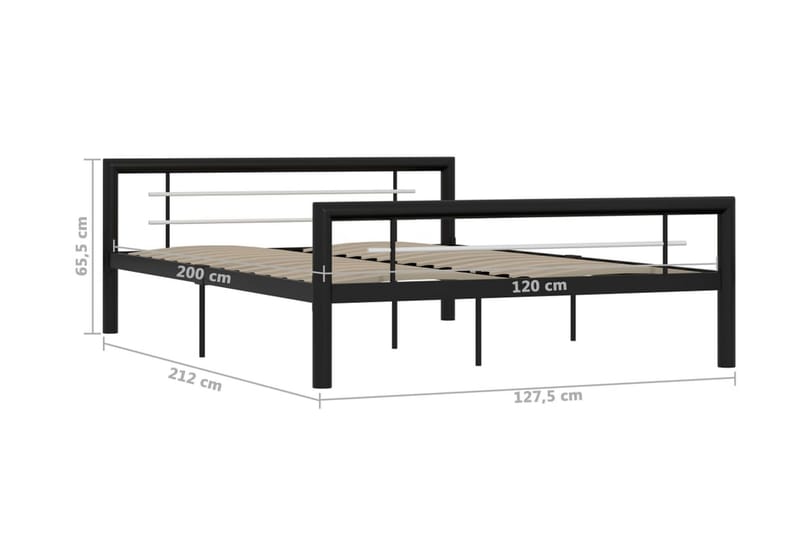 Sängram svart och vit metall 120x200 cm - Svart - Möbler - Säng - Sängram & sängstomme