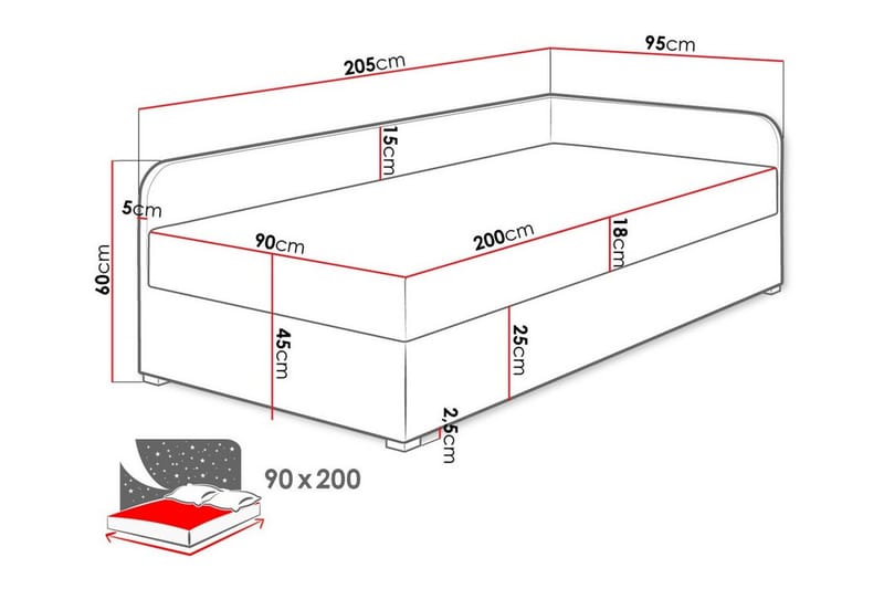 Sängram Unona 90x200 cm - Möbler - Säng - Sängram & sängstomme