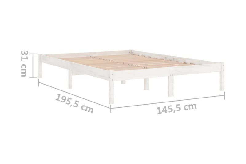 Sängram vit massiv furu 140x190 cm - Vit - Möbler - Säng - Sängram & sängstomme