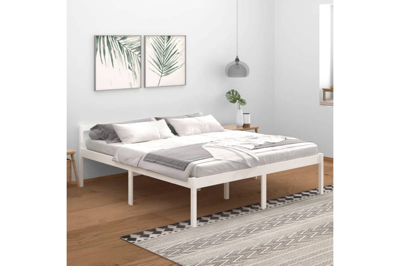 Sängram vit massiv furu 180x200 cm 6FT - Vit - Möbler - Säng - Sängram & sängstomme