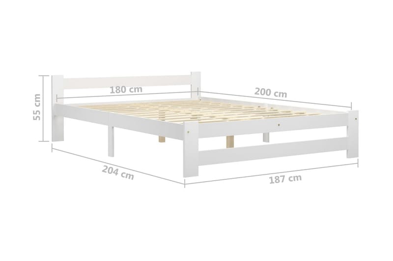 Sängram vit massiv furu 180x200 cm - Vit - Möbler - Säng - Sängram & sängstomme