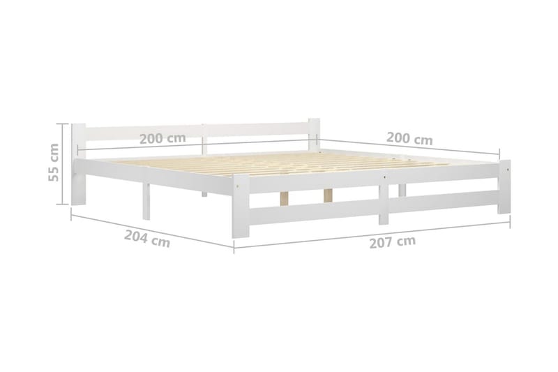 Sängram vit massiv furu 200x200 cm - Vit - Möbler - Säng - Sängram & sängstomme