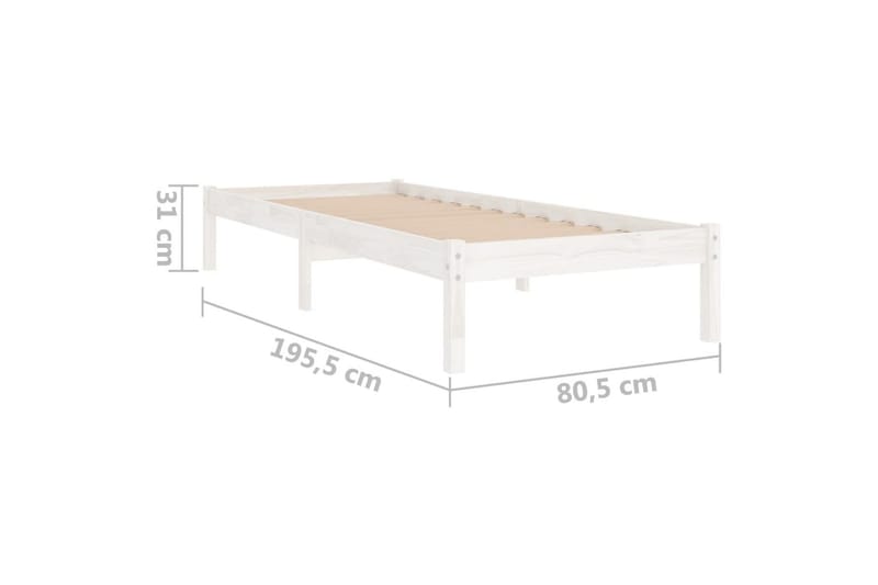 Sängram vit massiv furu 75x190 cm - Vit - Möbler - Säng - Sängram & sängstomme